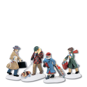 Christmas in the City: Busy City Sidewalks, Set Of 4