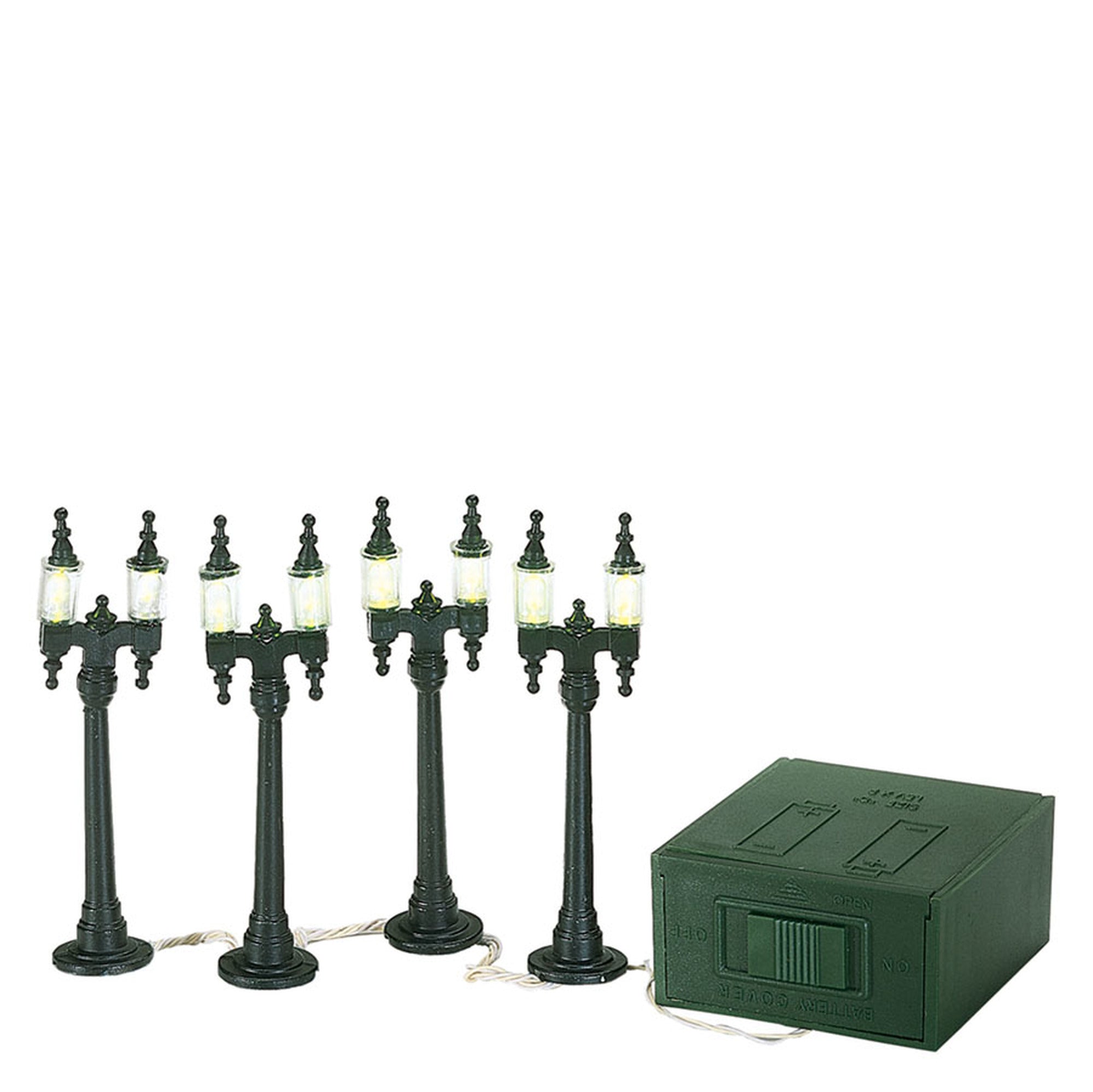 Village Accessory: Double Street Lamps, Set Of 4