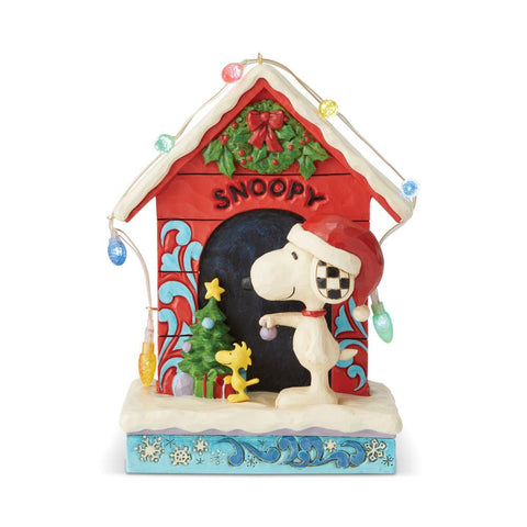 Lit Snoopy Dog House Figurine