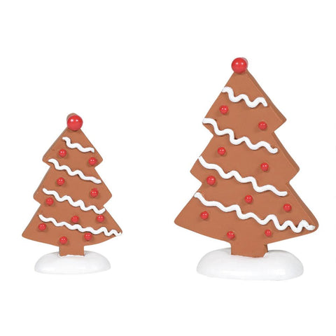 North Pole Village: Gingerbread Trees, Set Of 2