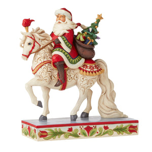 Santa Riding White Horse Figurine