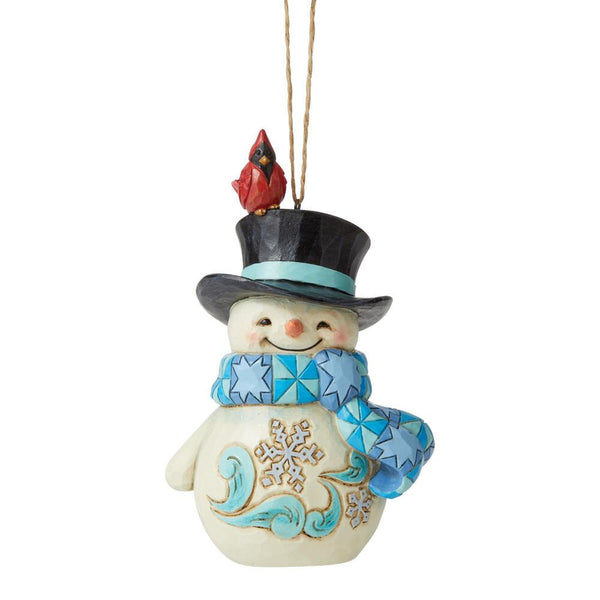 Snowman With Cardinal On Hat Ornament