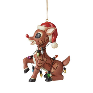 Rudolph Wrapped In Lights Ornament