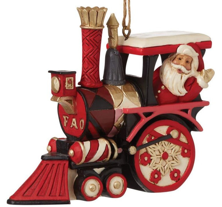 FAO Schwarz Santa In Train Ornament