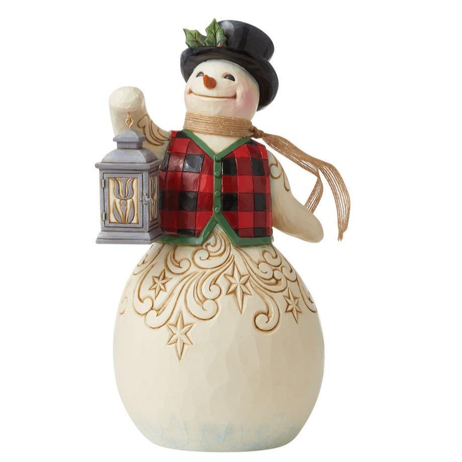 Snowman With Lantern Figurine