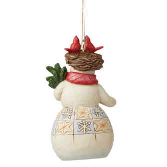Snowman With Cardinal Nest Ornament