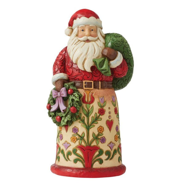 Santa Holding Wreath And Bag Figurine