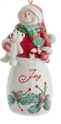 Snowman With Joy Saying Ornament