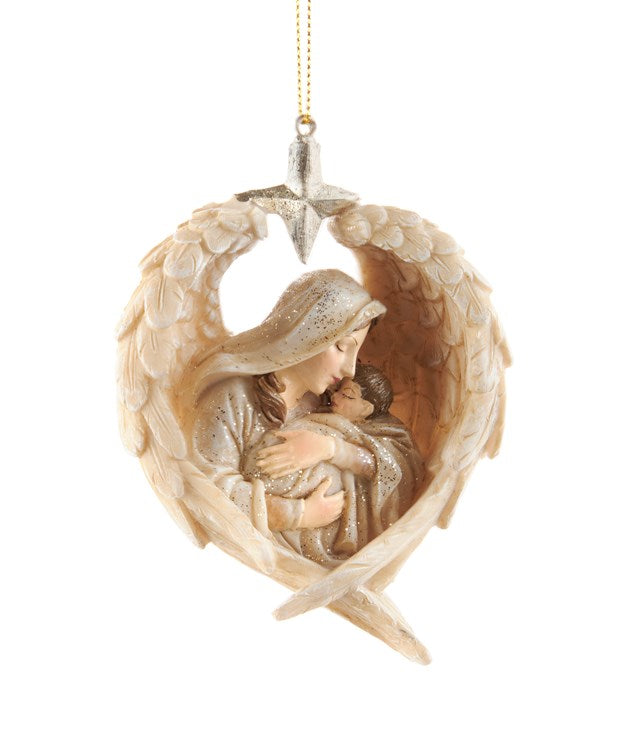Madonna And Child Wrapped In Wings Ornament