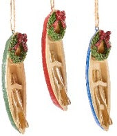 Assorted Canoe With Wreath Ornament, INDIVIDUALLY SOLD