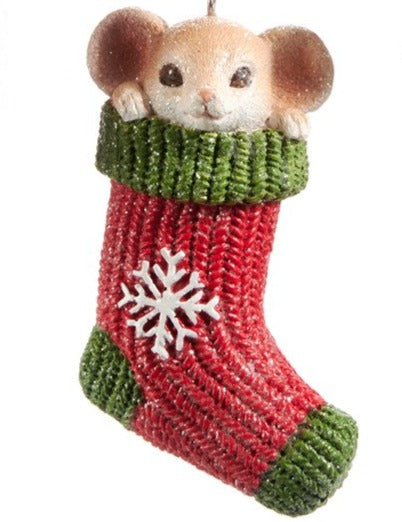 Mouse In Stocking Ornament