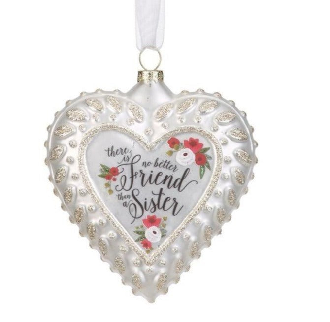 Sister Glass Heart Ornament