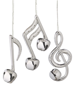 Assorted Silver Music Note Ornament, INDIVIDUALLY SOLD