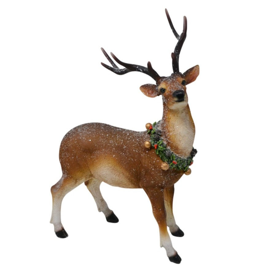 Reindeer With Wreath Figurine