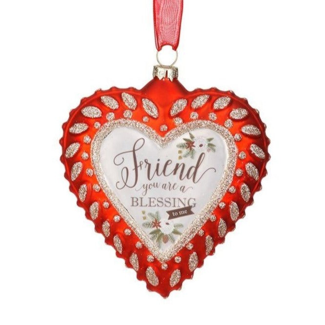 Friend Glass Heart Ornament