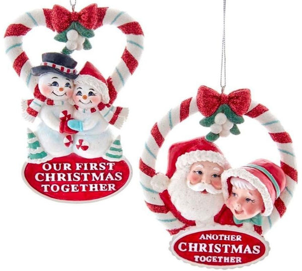 Assorted Christmas  Couples Ornament, INDIVIDUALLY SOLD