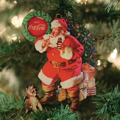 Coca Cola Santa With Dog Ornament