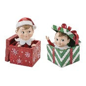 Assorted Elf In Present Figurine, INDIVIDUALLY SOLD