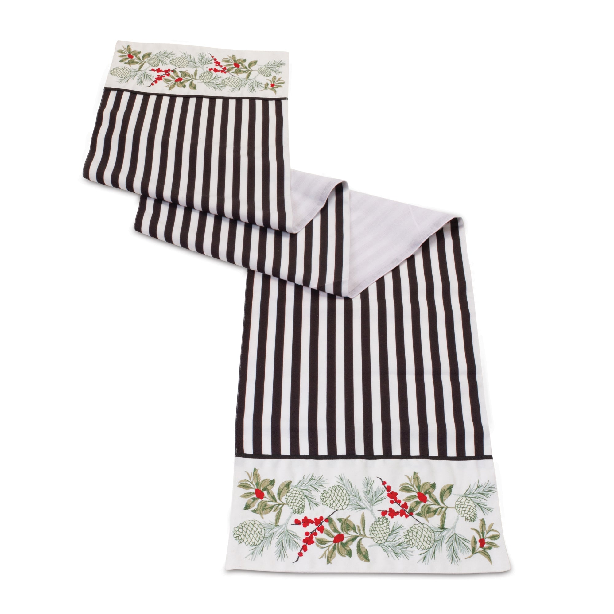Stripes And Holly Table Runner