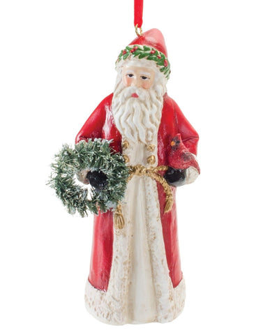 Santa With Wreath Ornament