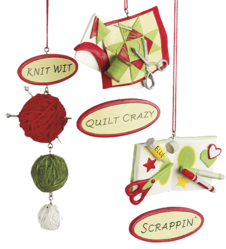 Assorted Knitting, Quilting And Scrapbooking Ornament, INDIVIDUALLY SOLD