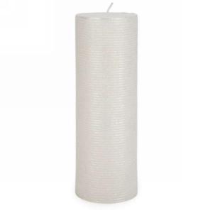 3" X 9" Glitter Pillar Candle: White  Iridescent
