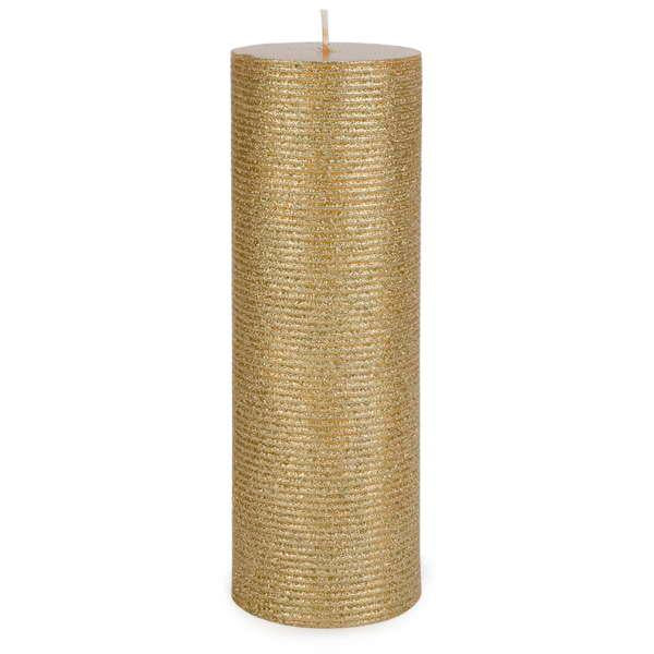 3" X 9" Glitter Pillar Candle: Gold