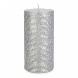 3" X 6" Glitter Pillar Candle: Silver