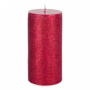 3" X 6" Glitter Pillar Candle: Red