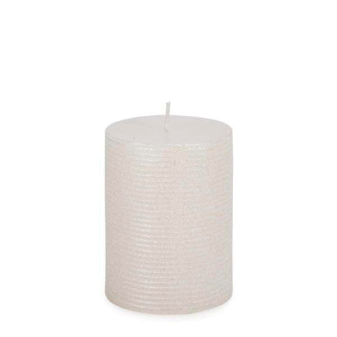 3" X 4" Glitter Pillar Candle: White Iridescent