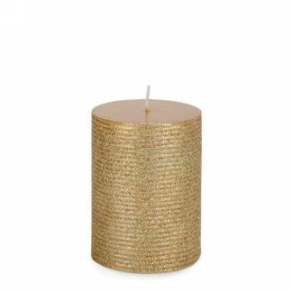 3" X 4" Glitter Pillar Candle: Gold