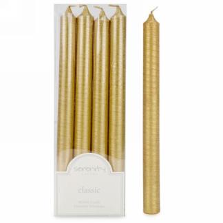Set Of 4 Taper Candles: Gold