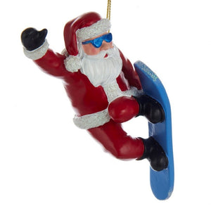 Santa Snowboarder Ornament