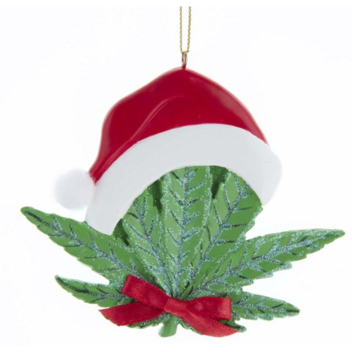 Cannabis Leaf With Santa Hat Ornament