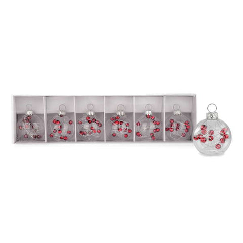 Red Ball Confetti Glass Ball Place Card Holder Set Of 6