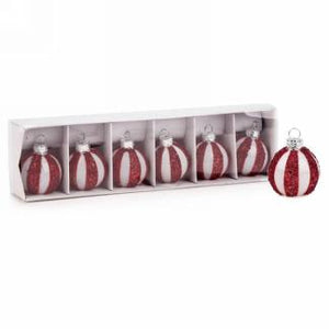 Striped Glass Ball Place Card Holder Set Of 6