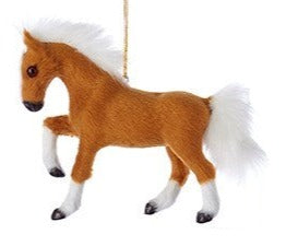 Brown And White Furry Horse Ornament