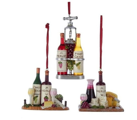 Assorted Wine And Cheese Ornament, INDIVIDUALLY SOLD