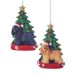 Assorted Dog & Tree Ornament: Cocker Spaniel, INDIVIDUALLY SOLD