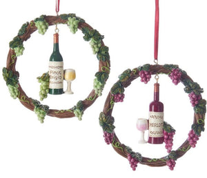 Assorted Wine Wreath Ornament, INDIVIDUALLY SOLD