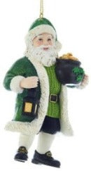 Irish Santa With Pot Of Gold Ornament