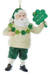 Irish Santa With Shamrock Ornament