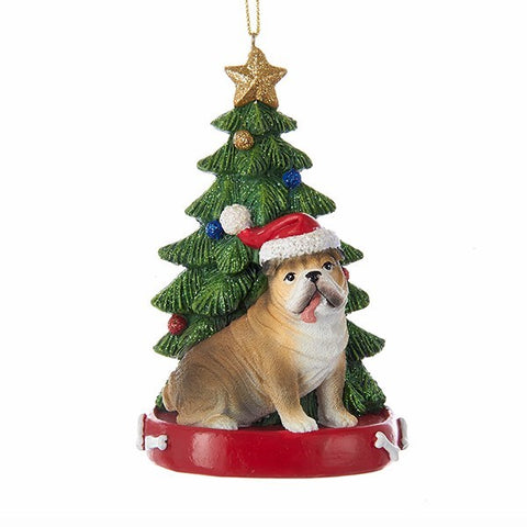 Dog & Tree Ornament: English Bulldog