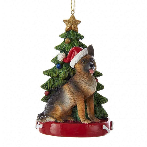 Dog & Tree Ornament: German Shepherd