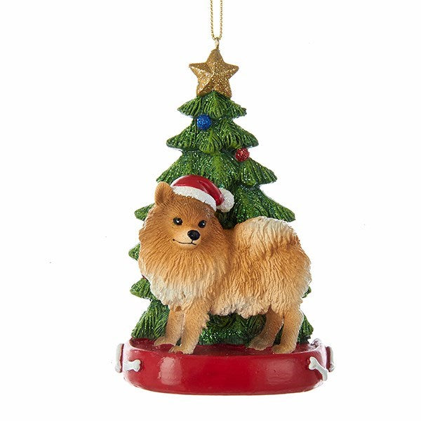 Dog & Tree Ornament: Pomeranian