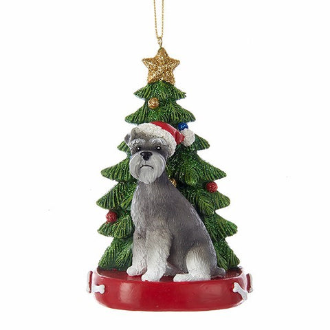 Dog & Tree Ornament: Schnauzer