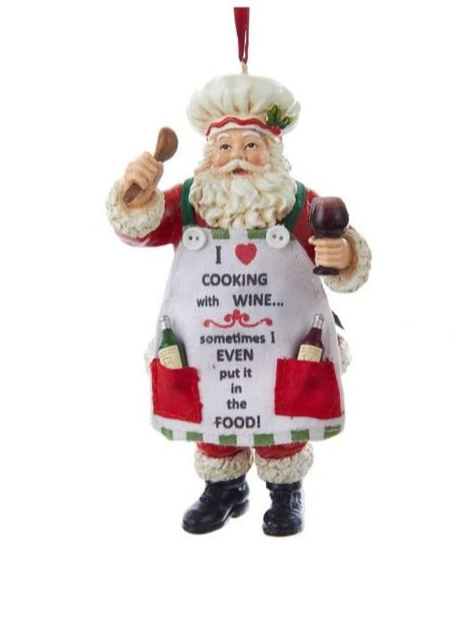 Santa Chef Wine Lover Ornament