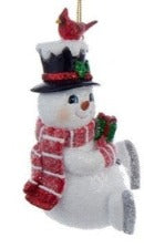 Snowman With Cardinal On Hat Ornament