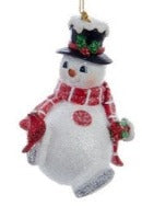 Snowman With Cardinal On Skate Ornament