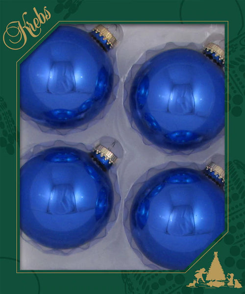 Glass Ball Boxed, Set Of 4 - Blue